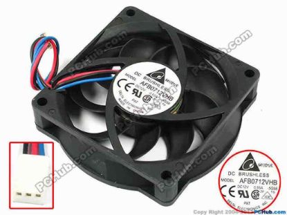 70948 Delta Electronics AFB0712VHB Server - Square Fan -5G98, sq70x70x15, w100x3x3, 12V 0.55A Delta Electronics AFB0712VHB Server - Square Fan 