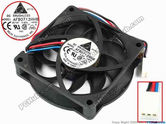 70950 Delta Electronics AFB0712HHB Server - Square Fan -AF00, sq70x70x15, w150x3x3, 12V 0.45A Delta Electronics AFB0712HHB Server - Square Fan 