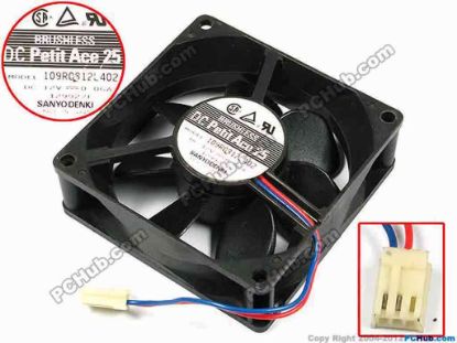 70978 Sanyo Denki 109R0812L402 Server - Square Fan sq80x80x25, w85x2x3, 12V 0.06A Sanyo Denki 109R0812L402 Server - Square Fan 