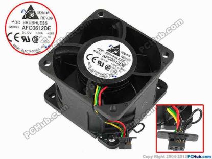 70984 Delta Electronics AFC0612DE Server - Square Fan -4J83, sq60x60x38, w30x4x6, 12V 1.80A Delta Electronics AFC0612DE Server - Square Fan 