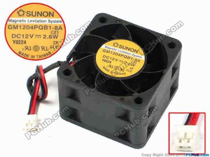 71092 SUNON GM1204PQB1-8A Server - Square Fan 2, sq40x40x28, w85x2x2, 12V 2,6W SUNON GM1204PQB1-8A Server - Square Fan 