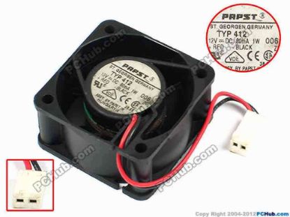 71108 ebm-papst TYP 412 Server - Square Fan TYP412, sq40x40x20, w70x2x2, 12V 1W ebm-papst TYP 412 Server - Square Fan 