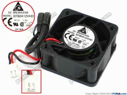71114 Delta Electronics EFB0412VHD Server - Square Fan sq40x40x20, w200x2x2, 12V  0.18A Delta Electronics EFB0412VHD Server - Square Fan 
