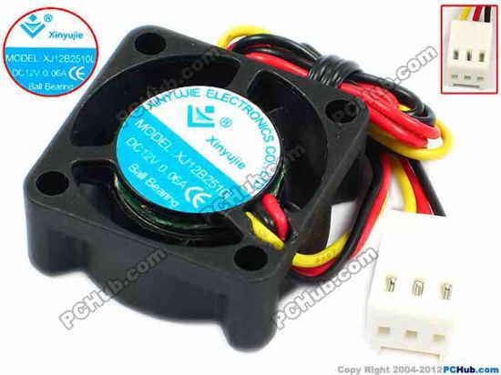 71190 Xinyujie DC- Bearing OEM- Square Fan XJ12B2510L, w200x3x3, 0.06A Xinyujie DC- Bearing OEM- Square Fan 