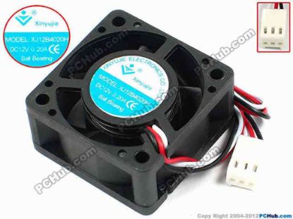 71296 Xinyujie DC- Bearing OEM- Square Fan XJ12B4020H, w195x3X3, 0.20A Xinyujie DC- Bearing OEM- Square Fan 