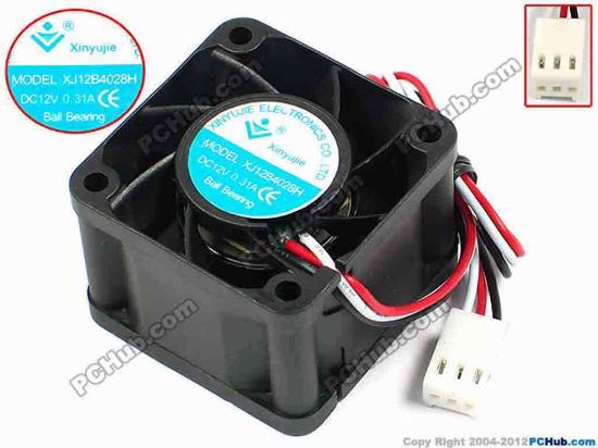 71316 Xinyujie DC- Bearing OEM- Square Fan XJ12B4028H, w195x3X3, 0.31A Xinyujie DC- Bearing OEM- Square Fan 