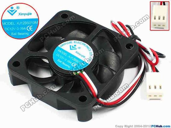 71336 Xinyujie DC- Bearing OEM- Square Fan XJ12B5010M, w190x3X3, 0.09A Xinyujie DC- Bearing OEM- Square Fan 
