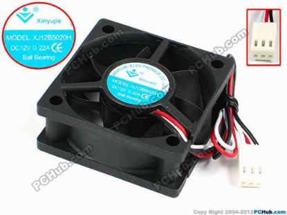71366 Xinyujie DC- Bearing OEM- Square Fan XJ12B5020H, w190x3X3, 0.22A Xinyujie DC- Bearing OEM- Square Fan 
