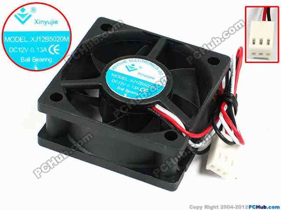 71368 Xinyujie DC- Bearing OEM- Square Fan XJ12B5020M, w190x3X3, 0.13A Xinyujie DC- Bearing OEM- Square Fan 