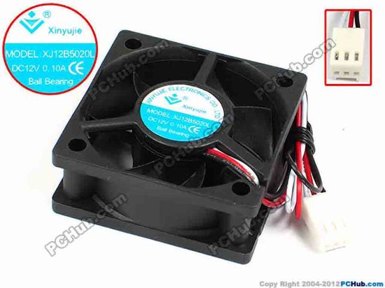71370 Xinyujie DC- Bearing OEM- Square Fan XJ12B5020L, w190x3X3, 0.10A Xinyujie DC- Bearing OEM- Square Fan 