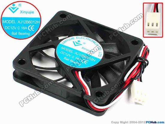 71379 Xinyujie DC- Bearing OEM- Square Fan XJ12B6012H, w185x3X3, 0.18A Xinyujie DC- Bearing OEM- Square Fan 