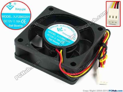 71412 Xinyujie DC- Bearing OEM- Square Fan XJ12B6020H, w215x3X3, 0.18A Xinyujie DC- Bearing OEM- Square Fan 