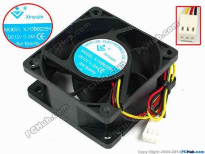 71425 Xinyujie DC- Bearing OEM- Square Fan XJ12B6025H, w215x3X3, 0.28A Xinyujie DC- Bearing OEM- Square Fan 