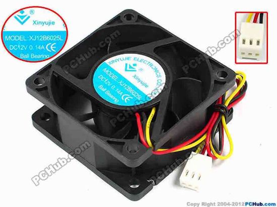 71428 Xinyujie DC- Bearing OEM- Square Fan XJ12B6025L, w215x3X3, 0.14A Xinyujie DC- Bearing OEM- Square Fan 