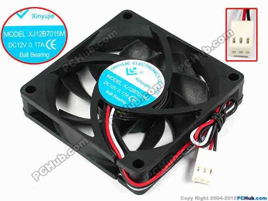 71442 Xinyujie DC- Bearing OEM- Square Fan XJ12B7015M, w175x3x3, 0.17A Xinyujie DC- Bearing OEM- Square Fan 