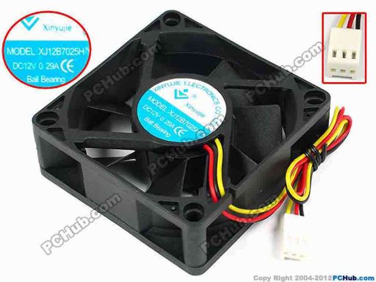 71461 Xinyujie DC- Bearing OEM- Square Fan XJ12B7025H, w205x3x3, 0.29A Xinyujie DC- Bearing OEM- Square Fan 
