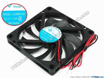71478 Xinyujie DC- Bearing OEM- Square Fan XJ05B8010H, w250x2, 0.30A Xinyujie DC- Bearing OEM- Square Fan 