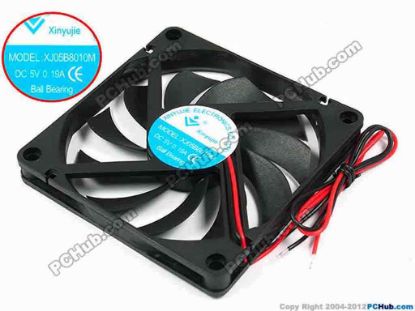 71479 Xinyujie DC- Bearing OEM- Square Fan XJ05B8010M, w250x2, 0.19A Xinyujie DC- Bearing OEM- Square Fan 