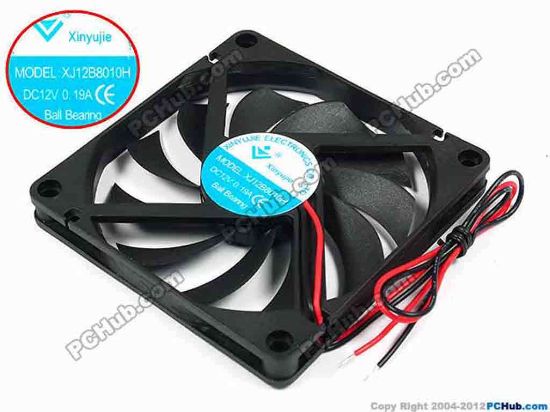 71483 Xinyujie DC- Bearing OEM- Square Fan XJ12B8010H, w250x2, 0.19A Xinyujie DC- Bearing OEM- Square Fan 
