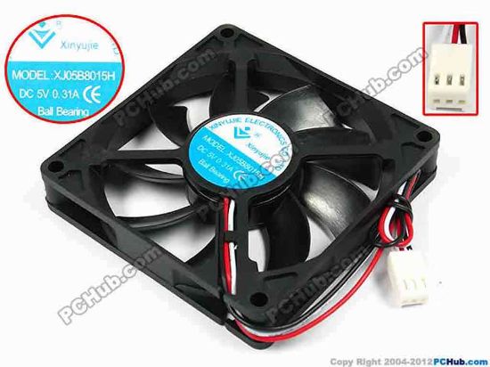 71495 Xinyujie DC- Bearing OEM- Square Fan XJ05B8015H, w175x3x3, 0.31A Xinyujie DC- Bearing OEM- Square Fan 