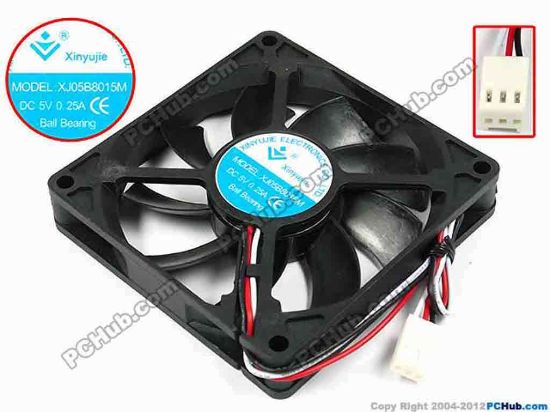 71496 Xinyujie DC- Bearing OEM- Square Fan XJ05B8015M, w175x3x3, 0.25A Xinyujie DC- Bearing OEM- Square Fan 