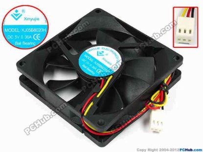 71506 Xinyujie DC- Bearing OEM- Square Fan XJ05B8020H, w200x3x3, 0.36A Xinyujie DC- Bearing OEM- Square Fan 