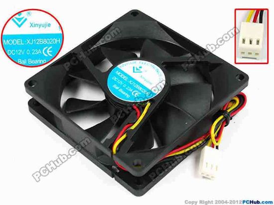 71514 Xinyujie DC- Bearing OEM- Square Fan XJ12B8020H, w200x3x3, 0.23A Xinyujie DC- Bearing OEM- Square Fan 