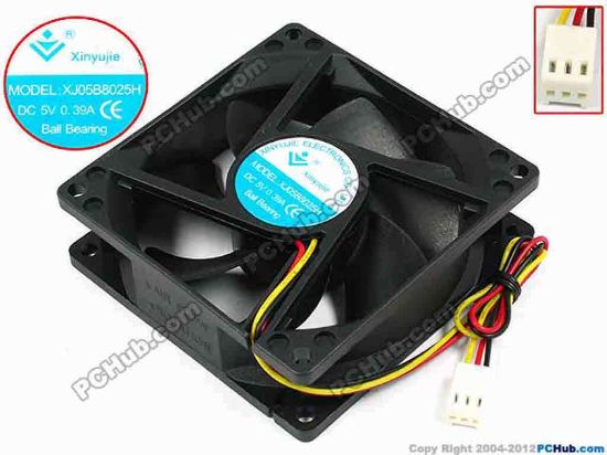 71530 Xinyujie DC- Bearing OEM- Square Fan XJ05B8025H, w200x3x3, 0.39A Xinyujie DC- Bearing OEM- Square Fan 