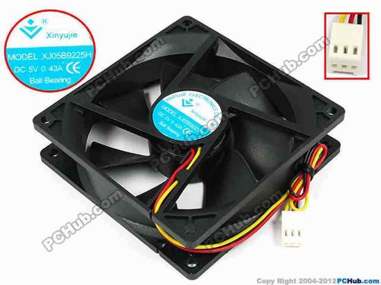 71631 Xinyujie DC- Bearing OEM- Square Fan XJ05B9225H, w195x3x3, 0.43A Xinyujie DC- Bearing OEM- Square Fan 