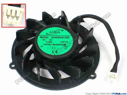 71719 ADDA AD4505HX-EB3 Cooling Fan  JAT10, dia48.5x11.5, w55x3x3, 5V 0.30A, Bare Fan ADDA AD4505HX-EB3 Cooling Fan  
