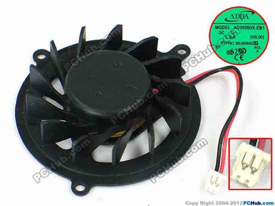 71732 ADDA AD3805HX-EB1 Cooling Fan  KBL00, dia44x11.5, w45x2x2, 5V 0.30A, Bare Fan ADDA AD3805HX-EB1 Cooling Fan  