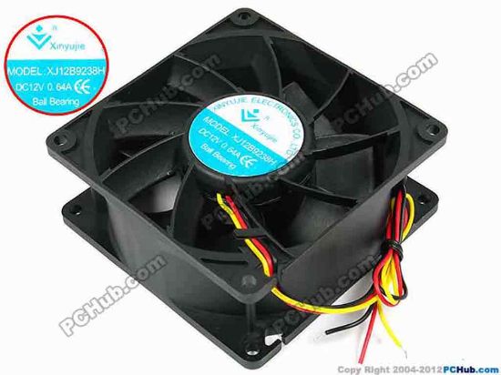 71747 Xinyujie DC- Bearing OEM- Square Fan XJ12B9238H, w250x3X3, 0.64A Xinyujie DC- Bearing OEM- Square Fan 
