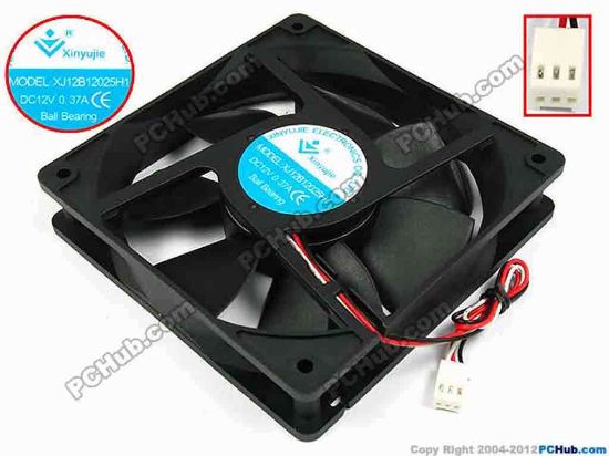 71770 Xinyujie DC- Bearing OEM- Square Fan XJ12B12025H1, w180x3x3, 0.37A Xinyujie DC- Bearing OEM- Square Fan 