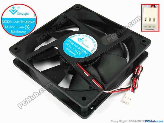 71771 Xinyujie DC- Bearing OEM- Square Fan XJ12B12025M1, w180x3x3, 0.24A Xinyujie DC- Bearing OEM- Square Fan 