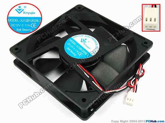 71773 Xinyujie DC- Bearing OEM- Square Fan XJ12B12025L1, w180x3x3, 0.17A Xinyujie DC- Bearing OEM- Square Fan 