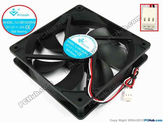71786 Xinyujie DC- Bearing OEM- Square Fan XJ12B12025H2, w175x3x3, 0.30A Xinyujie DC- Bearing OEM- Square Fan 