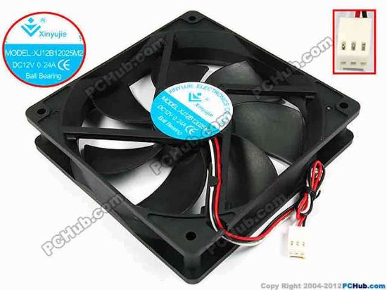 71788 Xinyujie DC- Bearing OEM- Square Fan XJ12B12025M2, w175x3x3, 0.24A Xinyujie DC- Bearing OEM- Square Fan 