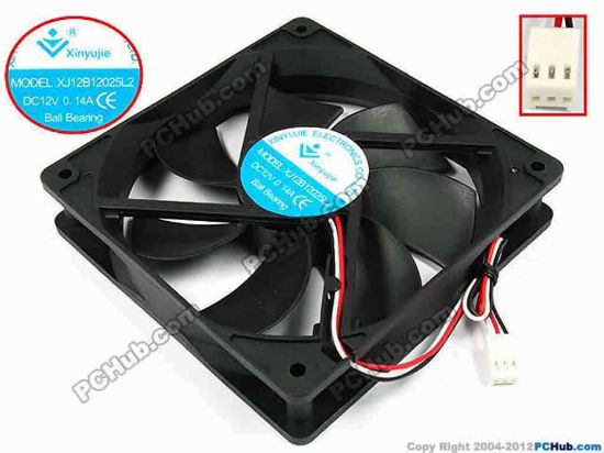 71789 Xinyujie DC- Bearing OEM- Square Fan XJ12B12025L2, w175x3x3, 0.14A Xinyujie DC- Bearing OEM- Square Fan 