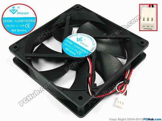 71813 Xinyujie DC- Bearing OEM- Square Fan XJ24B12025M2, w175x3x3, 0.17A Xinyujie DC- Bearing OEM- Square Fan 