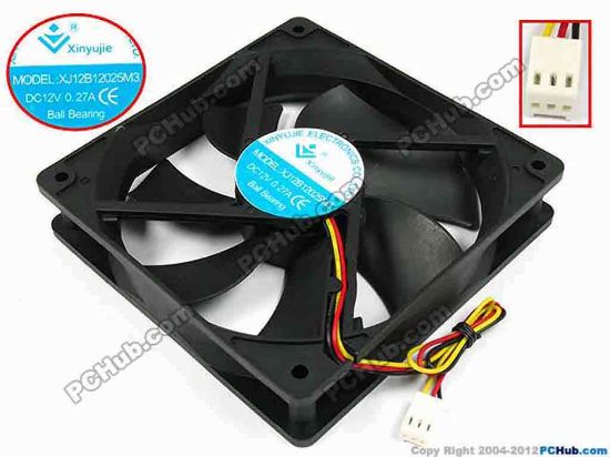 71829 Xinyujie DC- Bearing OEM- Square Fan XJ12B12025M3, w175x3x3, 0.27A Xinyujie DC- Bearing OEM- Square Fan 