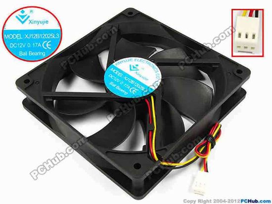 71830 Xinyujie DC- Bearing OEM- Square Fan XJ12B12025L3, w175x3x3, 0.17A Xinyujie DC- Bearing OEM- Square Fan 