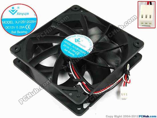 71893 Xinyujie DC- Bearing OEM- Square Fan XJ12B12028H, w170x3x3, 0.28A Xinyujie DC- Bearing OEM- Square Fan 