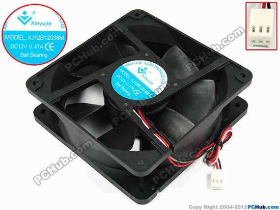 71921 Xinyujie DC- Bearing OEM- Square Fan XJ12B12038M, w185x3x3, 0.47A Xinyujie DC- Bearing OEM- Square Fan