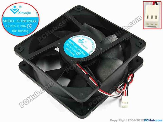 71923 Xinyujie DC- Bearing OEM- Square Fan XJ12B12038L, w185x3x3, 0.30A Xinyujie DC- Bearing OEM- Square Fan 