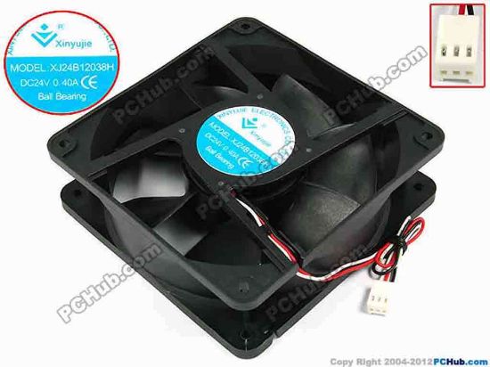 71925 Xinyujie DC- Bearing OEM- Square Fan XJ24B12038H, w185x3x3, 0.40A Xinyujie DC- Bearing OEM- Square Fan 