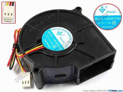 72047 Xinyujie DC- Bearing OEM- Blower Fan XJB05B7530M, w220x3x3, 0.32A Xinyujie DC- Bearing OEM- Blower Fan 