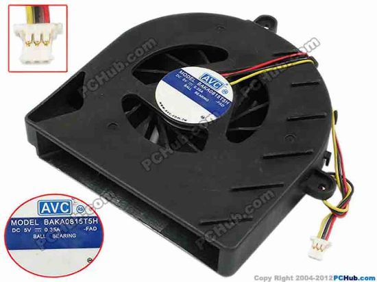 72438 AVC BAKA0815T5H Cooling Fan  -FAD, bw90x87x15, w70x3x3, 5V 0.35A, Bare Fan AVC BAKA0815T5H Cooling Fan  