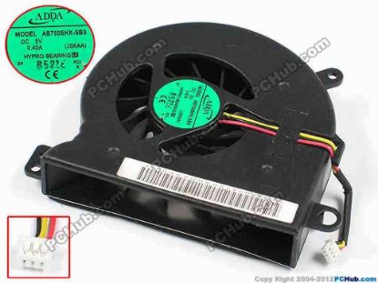 72485 ADDA AB7505HX-SB3 Cooling Fan  JSKAA, bw75x70x16, w35x3x3, 5V 0.40A, Bare Fan ADDA AB7505HX-SB3 Cooling Fan  
