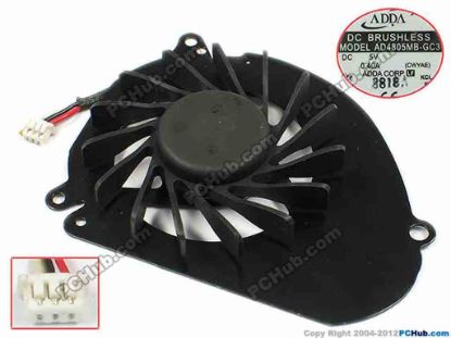 72699 ADDA AD4805MB-GC3 Cooling Fan  CWYAE, w35x3x3, 5V 0.40A, Bare Fan ADDA AD4805MB-GC3 Cooling Fan  