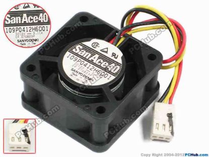 72861 Sanyo Denki 109P0412H6D01 Server - Square Fan sq40x40x20, w125x3x3, 12V 0.11A Sanyo Denki 109P0412H6D01 Server - Square Fan 